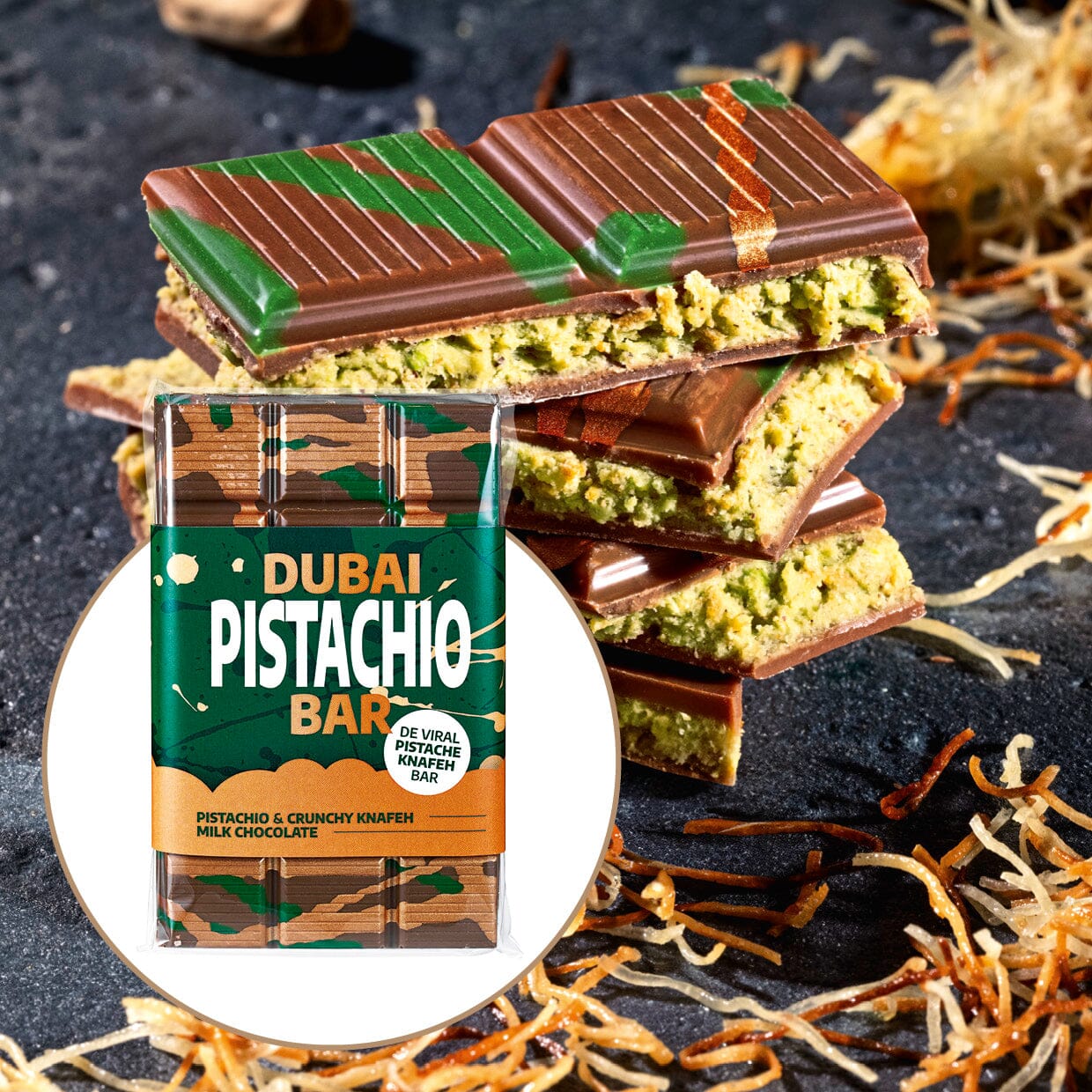 Dubai Pistachio Bar PRALINEN Wajos GmbH, Zur Höhe 1, D-56812 Dohr, www.wajos.de 